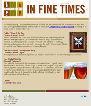 In Fine Spirits' In Fine Times Newsletter